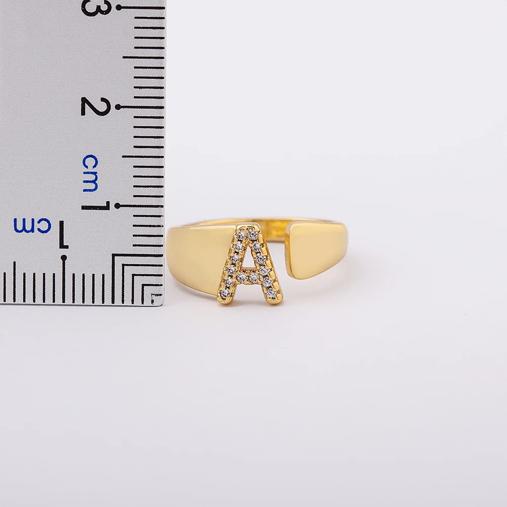 Chunky Wide Hollow A-Z Letter Adjustable Opening Ring Initials Name Alphabet Female Party Wedding Jewelry wedding rings womens ring finger rings jewelry rings ring jewelry