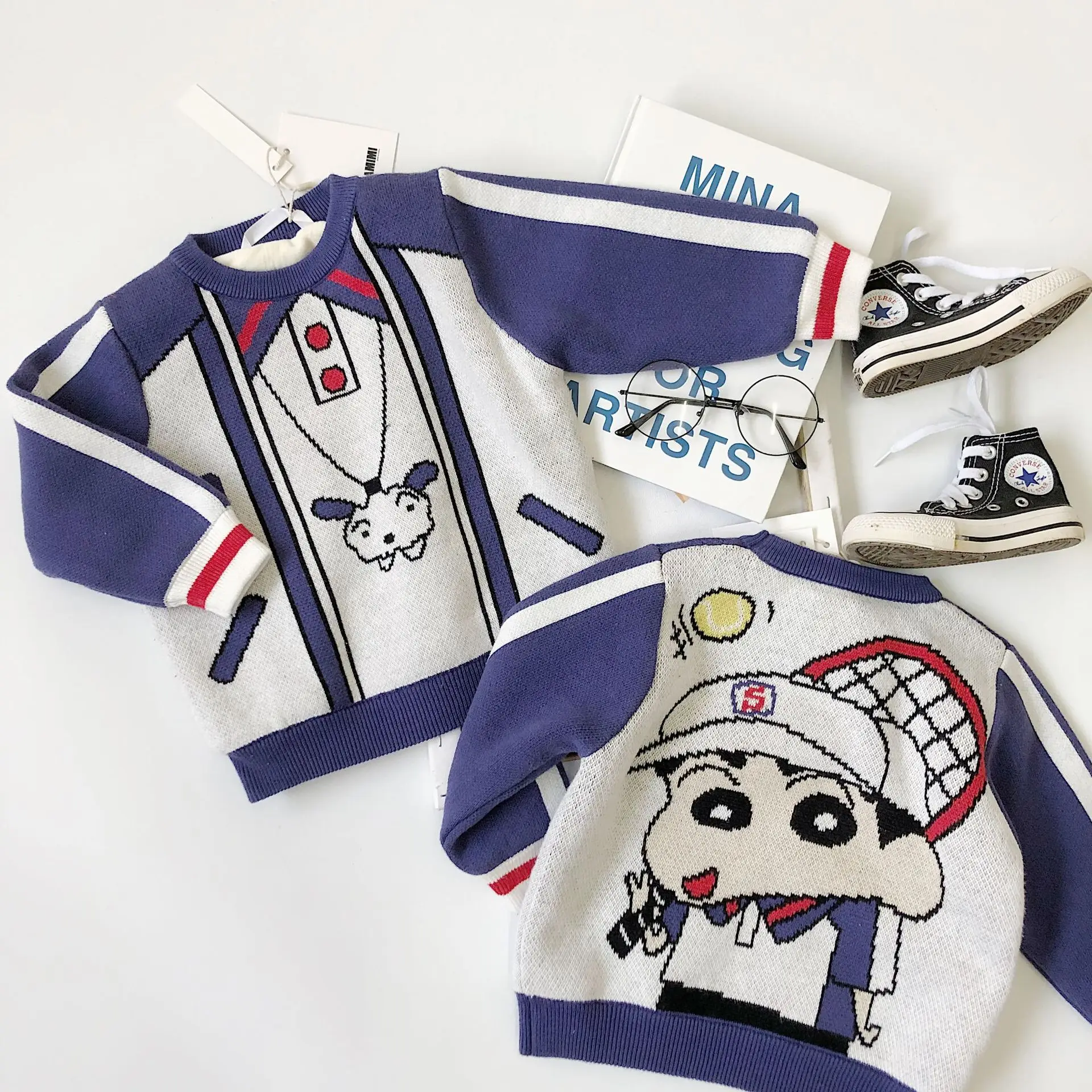 Tonytaobaby/новая зимняя детская одежда с рисунком тенниса; плюшевый свитер; детская одежда; пуловер для мальчиков и девочек; свитер