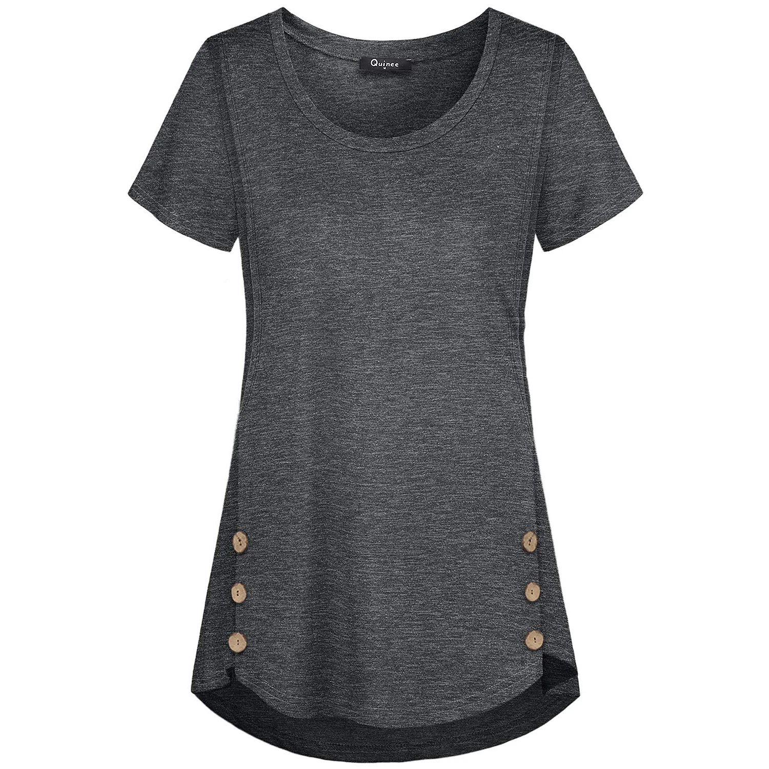 Maternity Breastfeeding Tops Short Sleeve Casual Button Side Nursing T-Shirts for Pregnant Women Ladies Summer Blouse Tunic