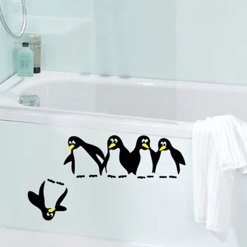 Cute Funny Penguin Kitchen Fridge Art Sticker DIY Wall Decals Dining Room Kitchen Decorative Waterproof Vinyl Wall Stickers