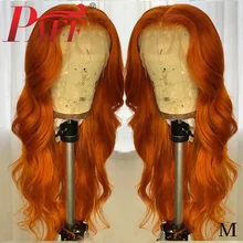 PAFF13x6 оранжевый коричневый цвет кружевные передние человеческие волосы парики 180 плотность бразильские объемные волны предварительно выщипанные отбеленные узлы Детские волосы