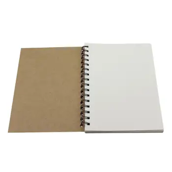 

2pcs Spiral Notebook Sketchbook Simple Kraft Cover Inner Blank White Paper for Painting Drawing Recording Writing 50-Sheet