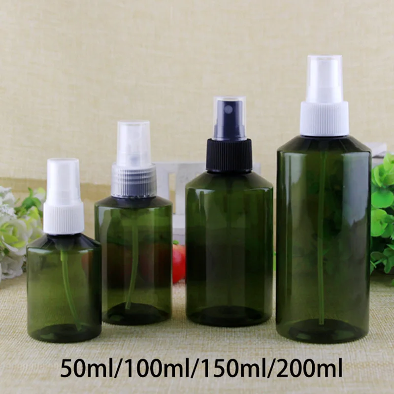

200ml 150ml 100ml 50ml Plastic Spray Bottle Green Refillable Face Skin Toners Packaging Cosmetic Water Container Free Shipping