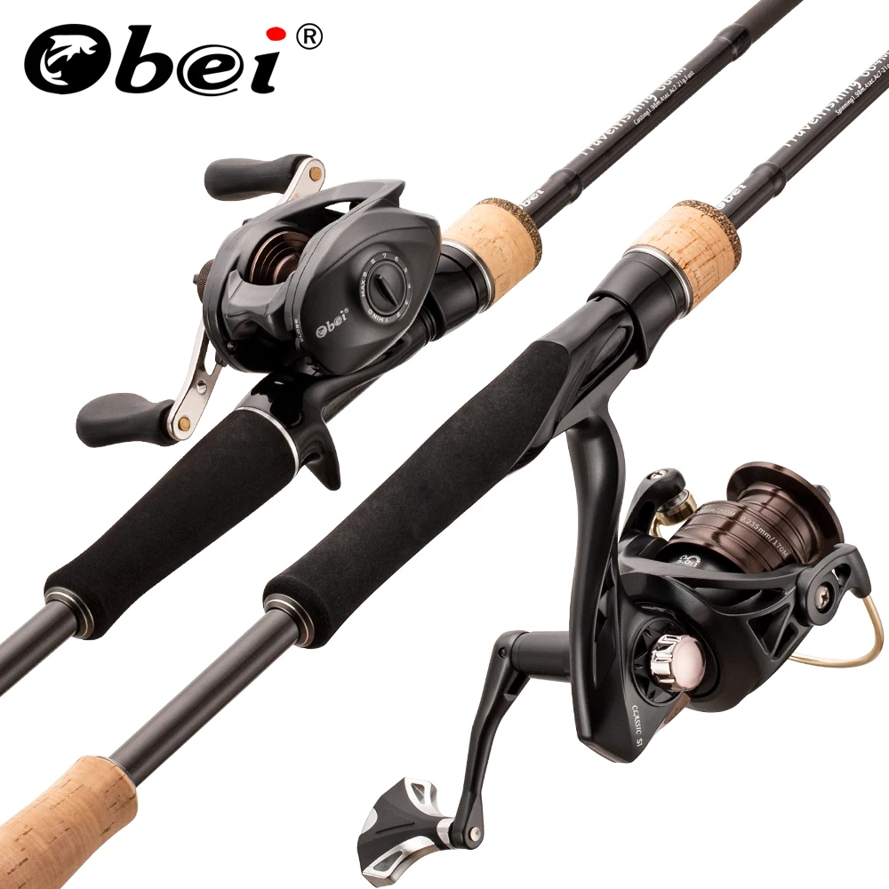 Obei Travelfising Casting Spinning Fishing Rod and Fishing Reel Combo  1.98/2.1/2.4m Lure Bass Travel Rod Baitcasting Carp Reel