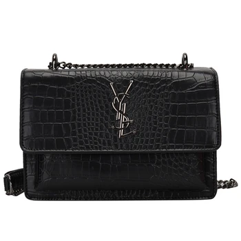 

Small Handbags for Women 2020 Luxury Designer Crocodile Pattern PU Leather Shoulder Bag Ladies Chain Crossbody Bags Purse Black