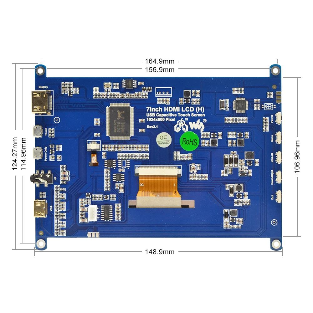 7 дюймовый сенсорный экран Raspberry Pi 4B 1024x600 IPS емкостный ЖК поддерживает различные