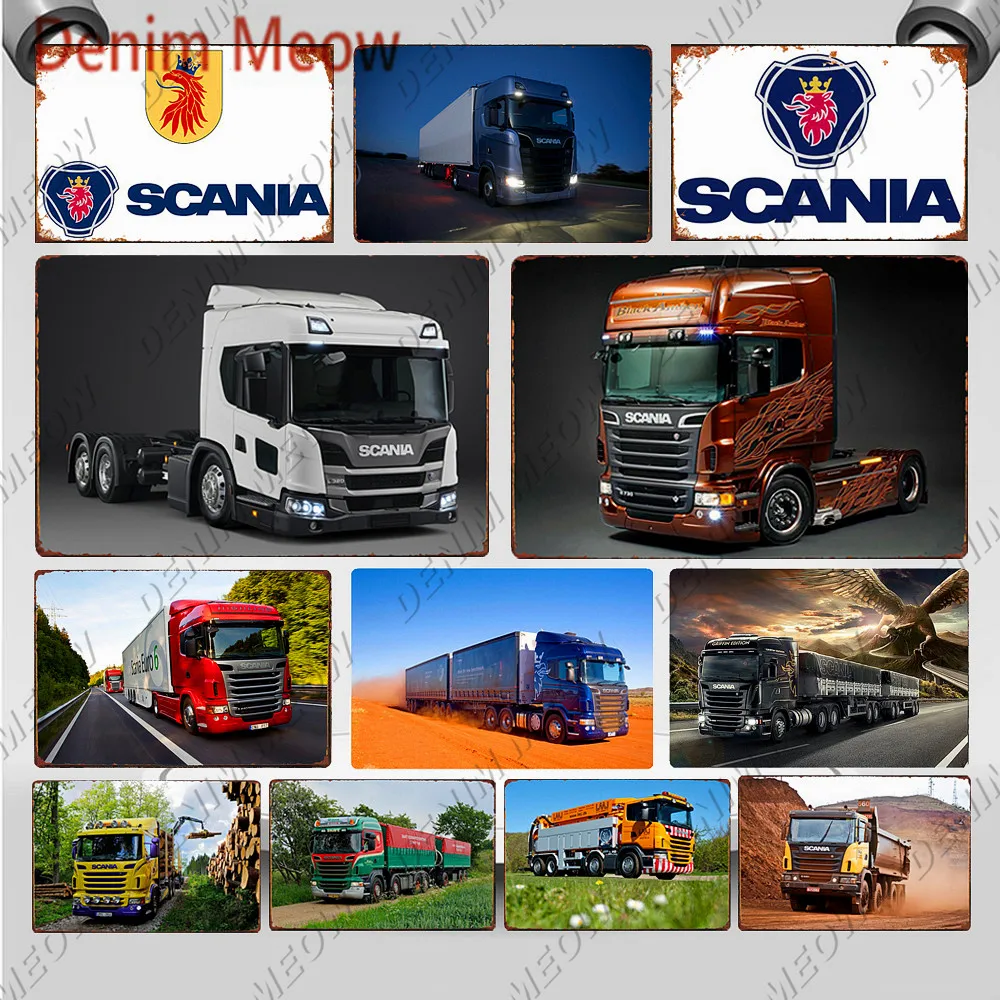 Металлическая вывеска Scania, винтажная жестяная вывеска для тяжелых грузовиков, ретро настенный художественный плакат для гаража, бара, паба, человека, пещеры, наклейка, домашний декор, WY116