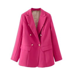 Nova za moda 2021 designer blazer jaqueta feminina duplo breasted botões de metal blazer sólida femme jaquetas roupas femininas