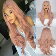 Bombshell, натуральные волнистые синтетические волосы на кружеве, бесклеевая смесь, золото, розовая роза, 13*3 дюйма, термостойкие волокна, волосы для женщин, парики