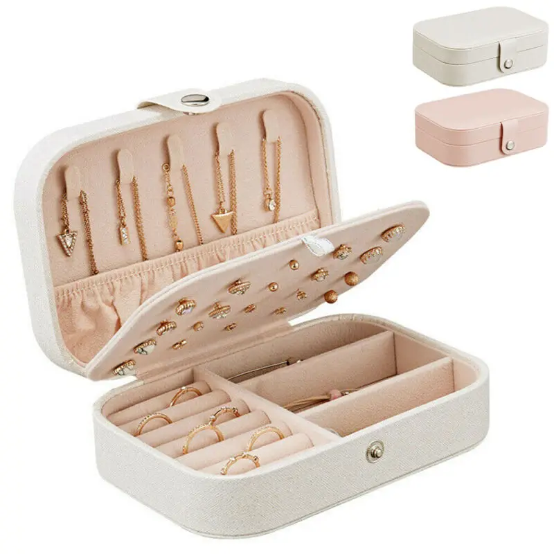 

Jewelry Small Organizer Display Jewelry Box PU Leather Grids Jewelry Case Box Portable Travel Storage Necklace Earrings Box