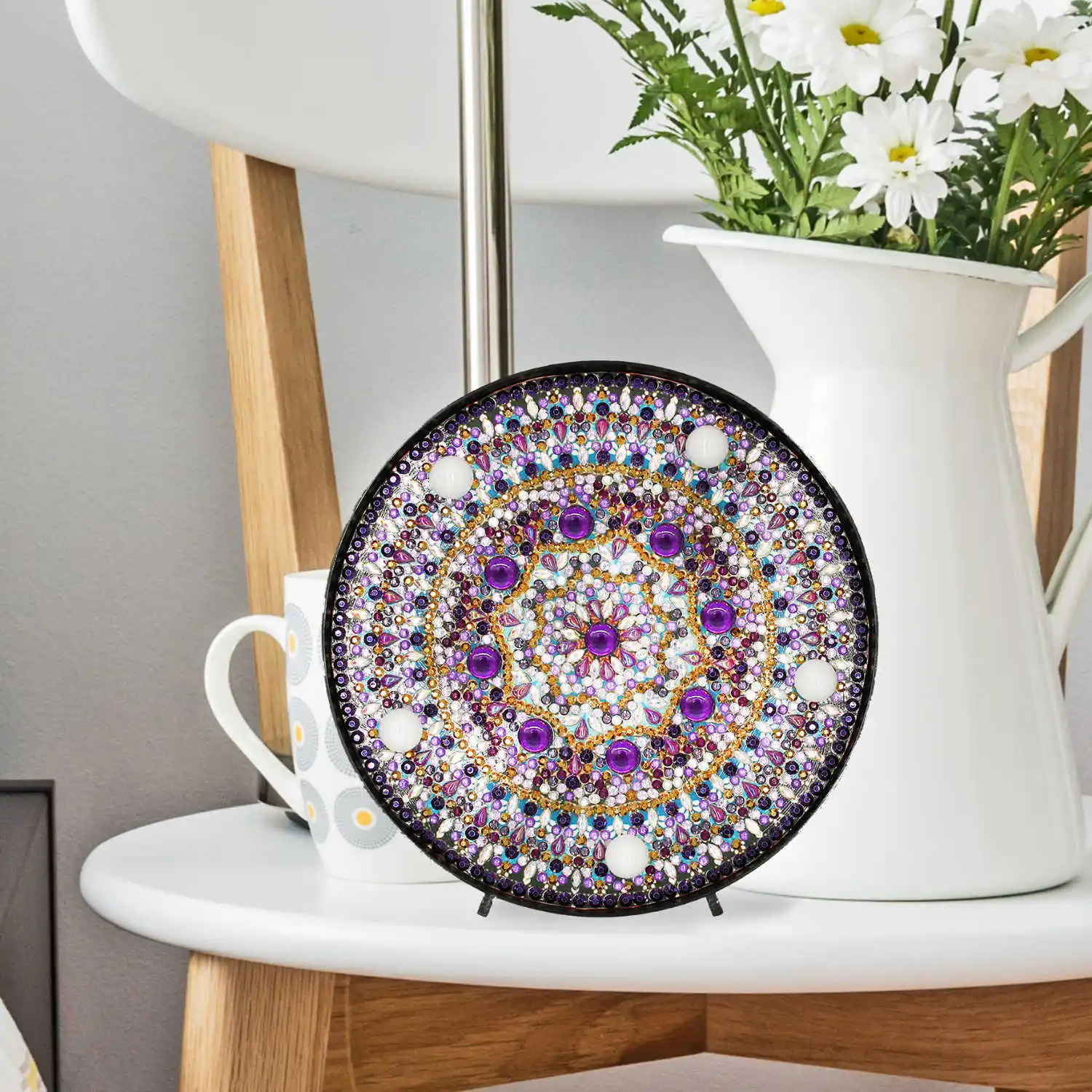AZQSD DIY Led алмазная живопись лампа специальной формы бусины цветок ручной работы Подарок Круглый Круг Алмазная Мандала мозаика