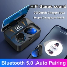ES01 Hi-Fi стерео звук отпечатков пальцев сенсорные наушники Bluetooth 5,0 наушники поставка зарядка для мобильного с светодиодный дисплей батареи
