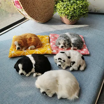 

2" Simulation Animal With Sound Cute Dog Car Furnishing Articles Home Ornaments Valentines Gift Fur Action Figure Toy 5CM X275