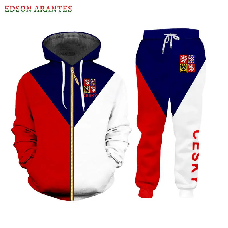 Luxury 3D Print Czech Republic Flag Zipper Jackets+Pants Set Unisex Gym Hoodie T-shirt Tank Joggers Tracksuit Sets Custom S-7XL (8)