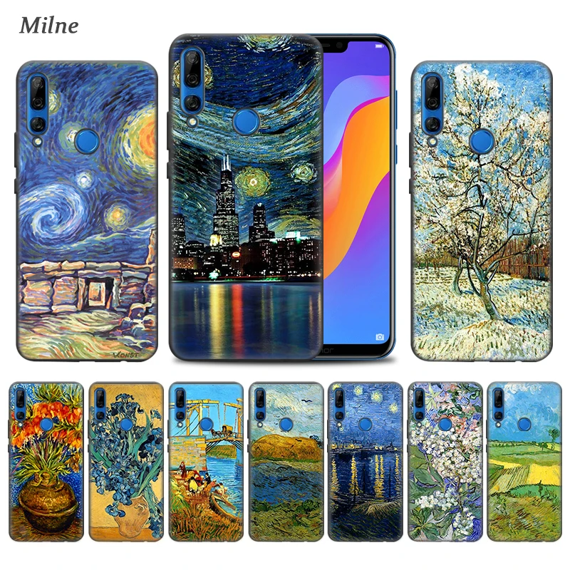 

Van Gogh Starry Night Case for Huawei Honor 9X V30 Pro Y9s Play 3 3e 10 20 10i 8X 8C Y9 Y7 Y6 2019 Black TPU Phone Coque Covers