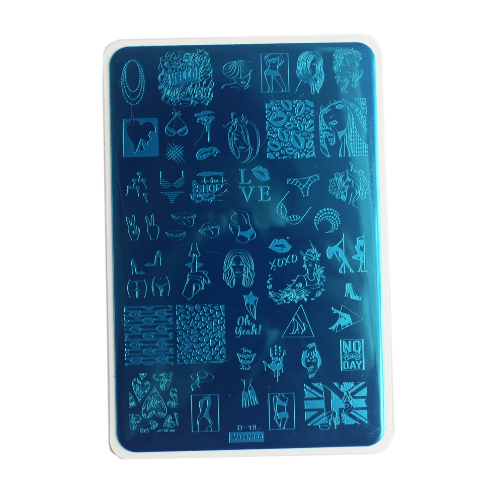 Nail Stamp Snake Big Size Full Cover Nail Stamping Plates 14.5*9.5cm Lace Heart Sexy Girl Punk Style Manicure Nail Art Template 3