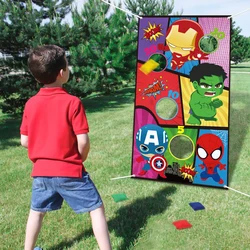 Jeu de lancer de Super héros avec 4 sacs de haricots, jeu d'intérieur et d'extérieur pour enfants et famille, bannière suspendue, fournitures de décoration 