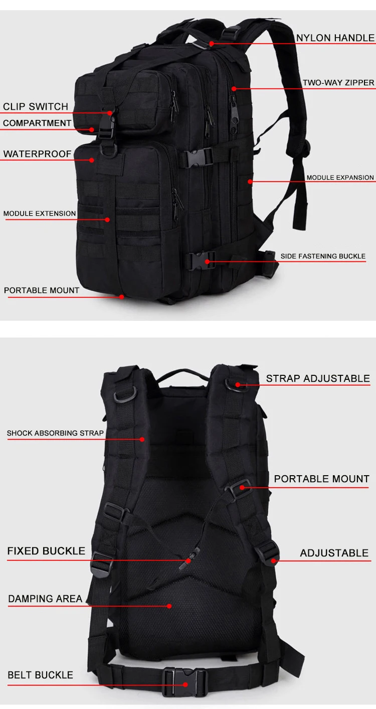 Scione мужской военный рюкзак Mochilas Камуфляжный дорожный рюкзак для мужчин сумка 35 л походная сумка водонепроницаемый рюкзак для альпинизма