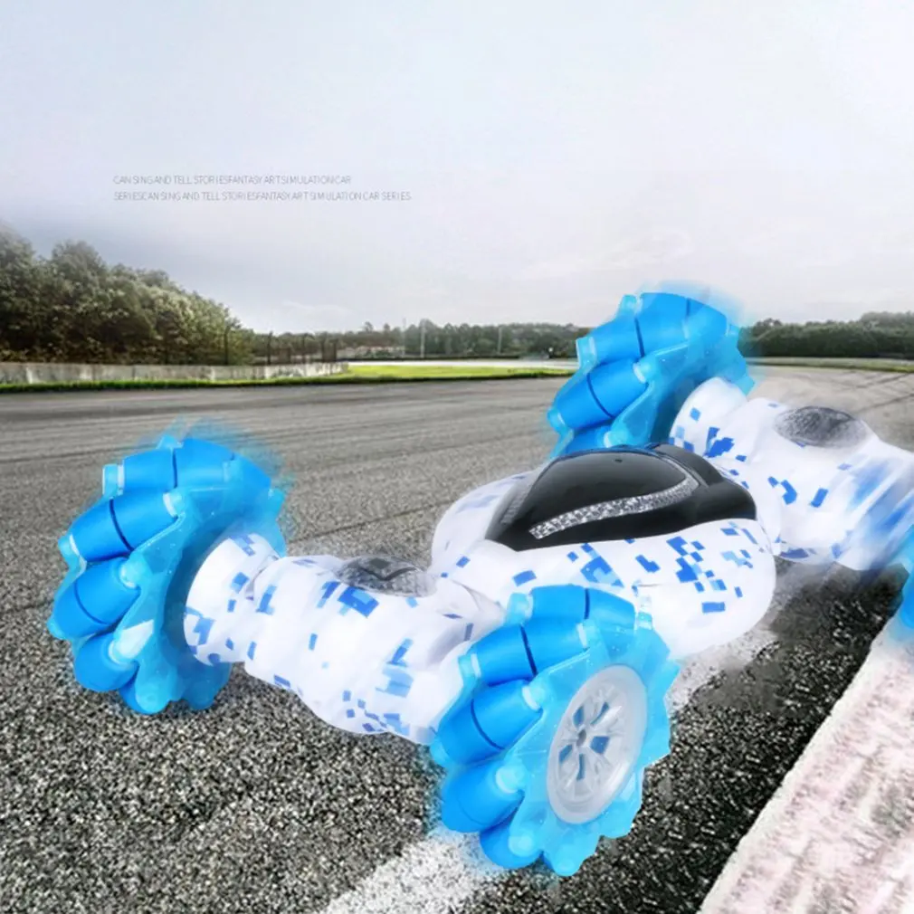 4WD двухсторонний Радиоуправляемый трюковый Автомобиль Датчик жеста часы контроль деформируемый электрический автомобиль вездеход Радиоуправляемый автомобиль с светодиодный светильник