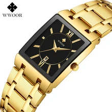 

WWOOR 2021 New Top Brand Luxury Gold Black Men Watch Fashion Business Quartz Waterproof Calendar Wrist Watches Relogio Masculino