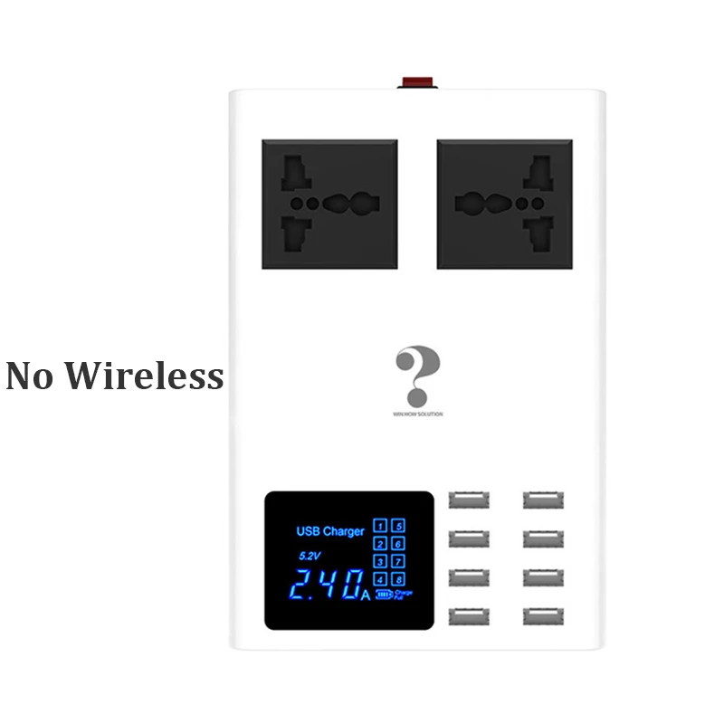 No Wireless 8 портов Беспроводное зарядное устройство светодиодный цифровой дисплей USB зарядное устройство для Android адаптер для iphone телефон быстрое зарядное устройство для xiaomi huawei samsung - Тип штекера: No Wireless