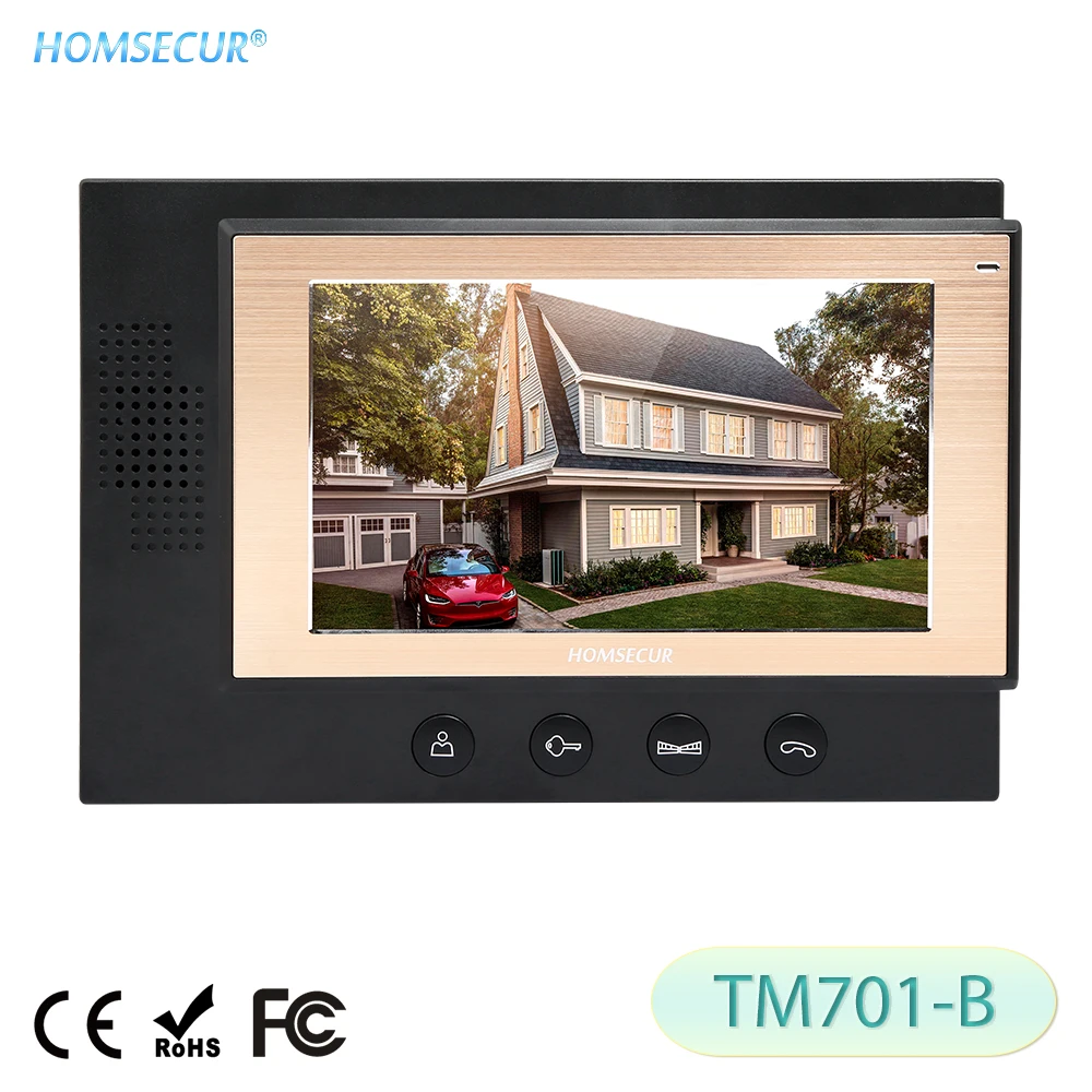 HOMSECUR TM701 B Внутренний Монитор для HDW Проводной Видеодомофонной Системы|Комнатный