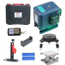 Kaitian nível do laser 3d 12 linhas auto-nivelamento com base giratória 360 & plataforma de levantamento e suporte ímã verde linha laser 3d nível