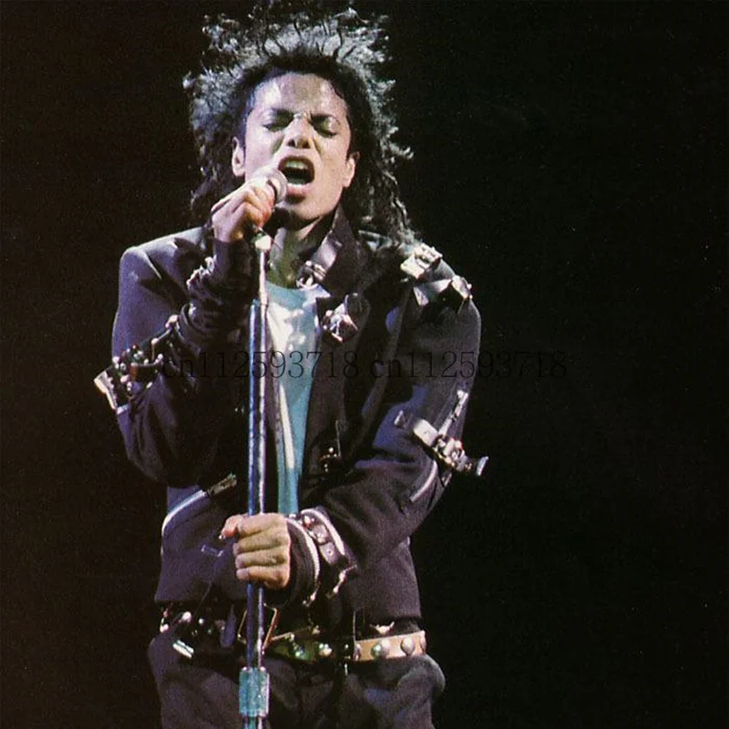 Impersonator Michael Who's BAD Concert Jacket with Punk Rivet Black Outwear 2