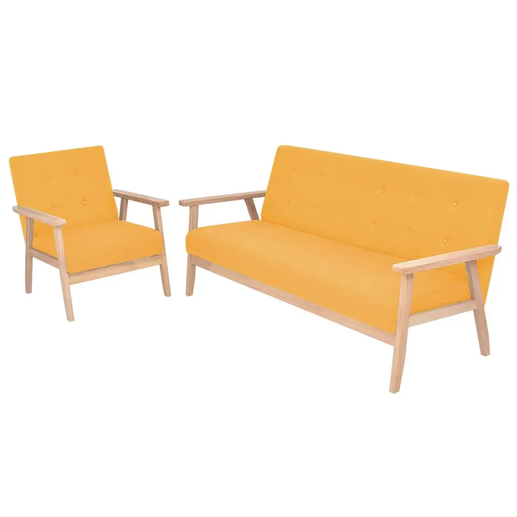 

Modern 2-piece Fabric Sofa Set 4-seater Couches for Living Room VidaXL Yellow Couch Set Fabric Sofas Wood Structure Couches