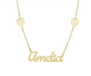 

Customized Product Personalized Name Necklace with Hearts Stainless Steel