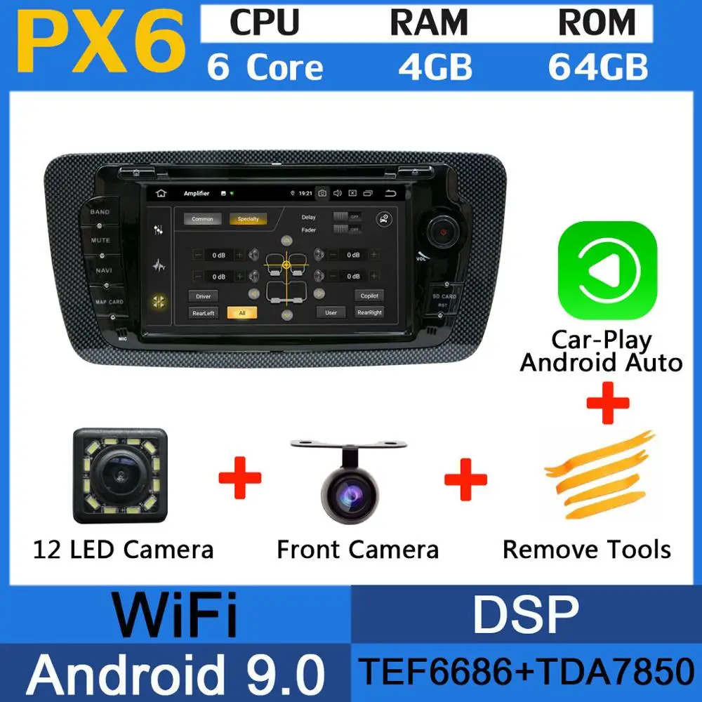 PX6-Carplay 5 USB Android 9,0 Восьмиядерный автомобильный dvd-плеер для сиденья Ibiza 2009 2010 2011 2012 2013 Автомобильный gps Радио Android Авто Carplay - Цвет: PX6-Carplay