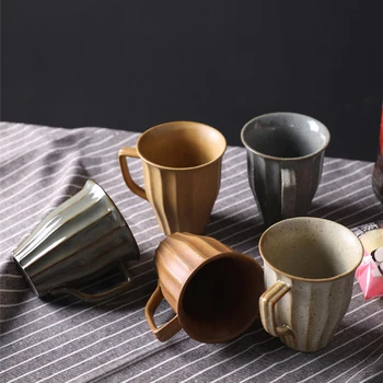 

Ceramic Coffee Cup Japanese-Style Coarse Pottery Mug Ceramic Cup Creative Glass Gift Home Retro Tea Cup Ceramic Milk Mug 250ML