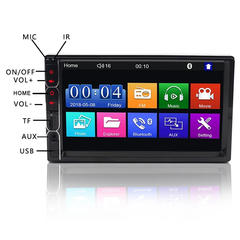 2 Din Автомобильный мультимедийный Радио Hd 7 дюймов нажатие на экран стерео Bluetooth 12 В 2Din Fm Iso power Aux вход Авто Mp5 плеер Sd Usb, 703