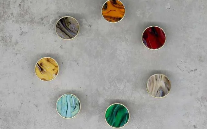 IYRound  Marble pattern brass cabinet pullsKitchen Drawer (7)