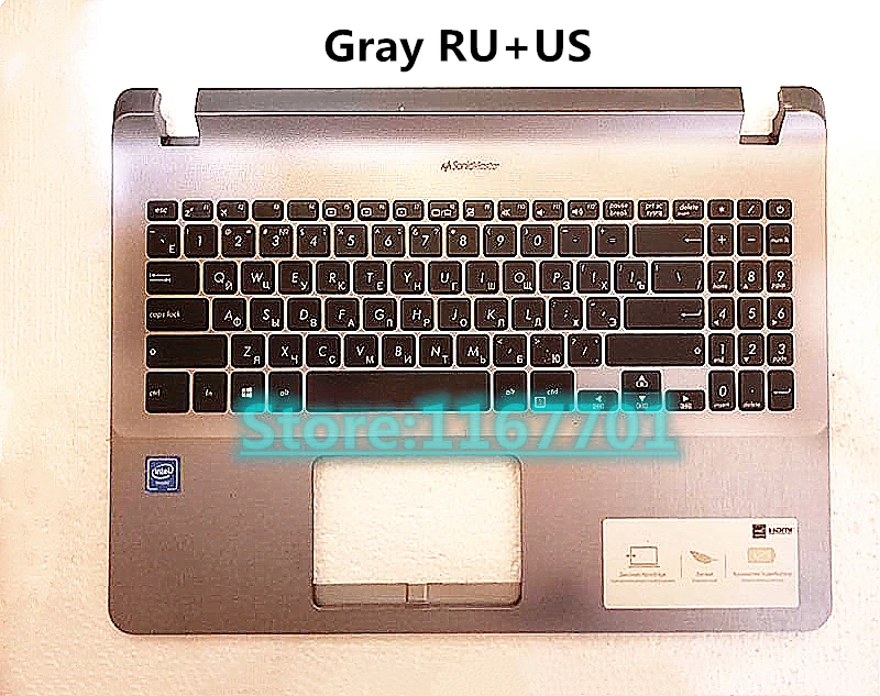 Чехол для ноутбука с американской клавиатурой для Asus Vivobook 15X507 Y5000 Y5000U Y5000UB серебристо-серый US RU 13N1-3XA0911