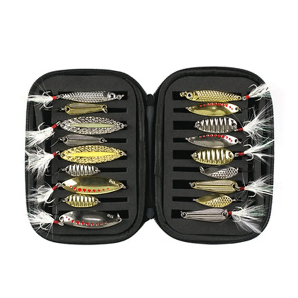 18pcs Fishing Spinner Spoons Lures Metal Baits Set With Storage Bag Case Artificial Wobbler Spinnerbait Tackle | Спорт и развлечения