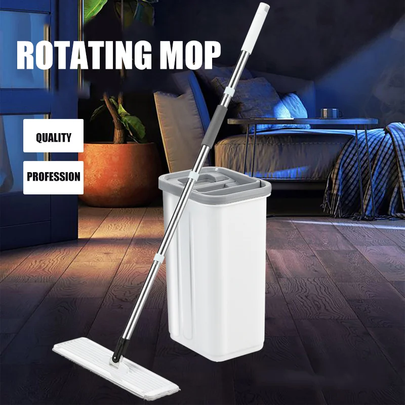 

Flat Rotary Mop with Bucket Suit Hand-Free Wringing Floor Cleaning Mop Save Time Energy DNJ998