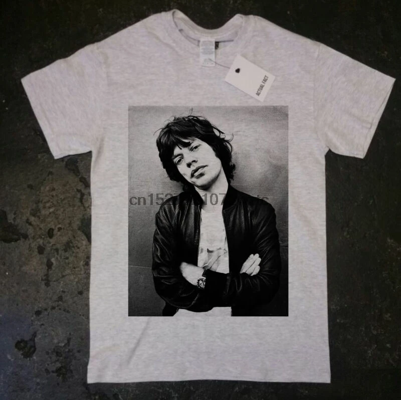 Серая футболка MICK JAGGER ROCK N ROLL все размеры | Мужская одежда