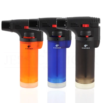 

COHIBA Torch Lighter Gas Cigar Lighter Windproof 1 Flame Jet Cakmak Lighters Refillable Butane Lighter Burner 2020