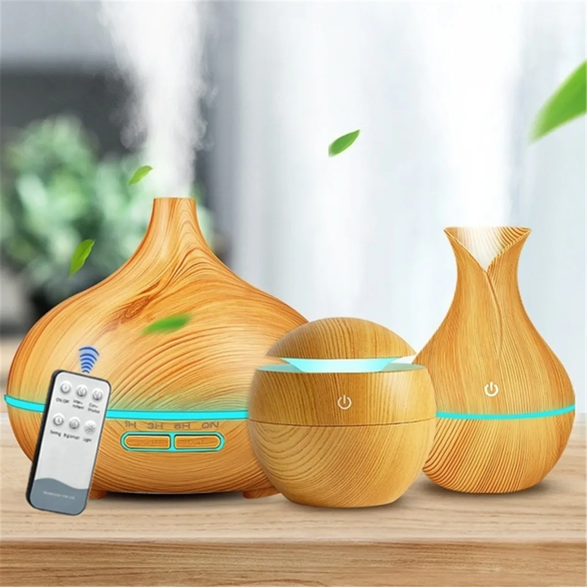 

3-Piece Set Aroma Air Humidifier Essential Oil Diffuser Ultrasonic Cool Mist Air Purifier 7Color Changing LED Light For Home