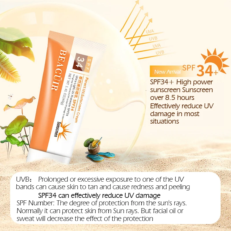 BEACUIR SPF 34 солнцезащитный крем для лица и тела, отбеливающий солнцезащитный крем, солнцезащитный крем для кожи, стойкий увлажняющий крем с масляным контролем