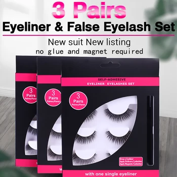

Self-adhesive eyeliner Soft False Eyelashes Fluffy Wispy 3D Thick Lashes Handmade Soft Eye Makeup Tools