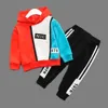 Baby Boys Clothes Set Stripe Stitching Brand Clothing Sets For Boys Hooded Jacket+Pants 2pcs Children Sport Suit 2 3 4 5 6 Years ► Photo 2/6