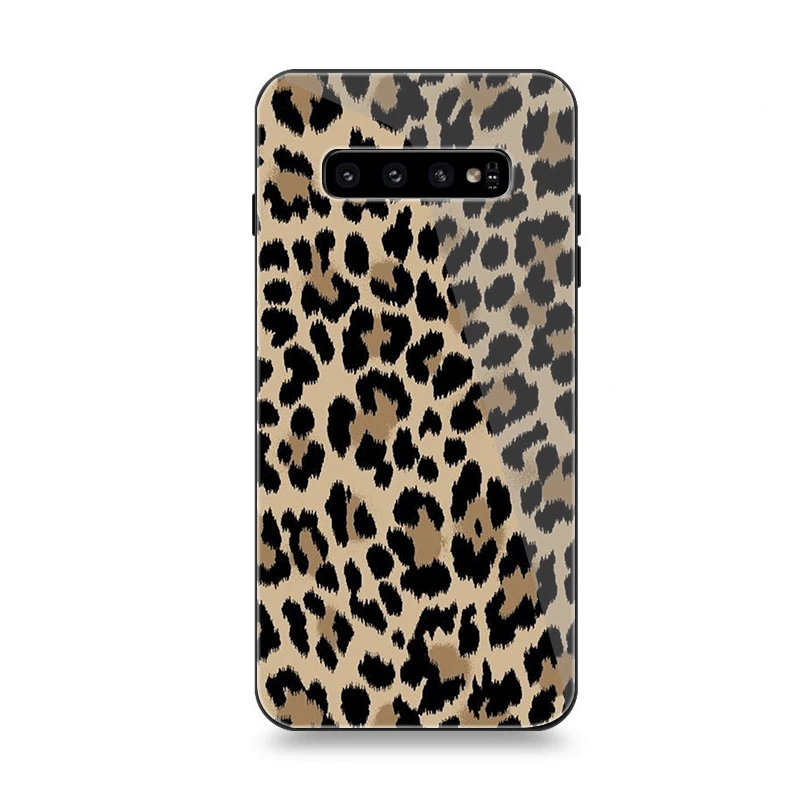 Мобильный чехол для телефона Стекло для samsung A10 A20 A30 A40 A50 A60 A70 S7 край S8 Plus Note 8 9 S10 крышка с леопардовым принтом классные