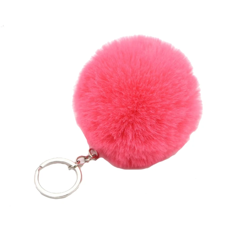 

066F 1Pc 3 Inch Fluffy Plush Pom Pom Keychain Faux Fur Pompoms Ball Pendant Charm Key Ring for Women Girls Hat Shoes Jewelry Bag