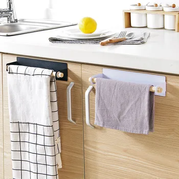 

Bathroom Wood Towel Hanger Rack Bar Kitchen Cabinet Cling Film Rag Hanging Holder Organizer Toilet Roll Paper Holder Shelf