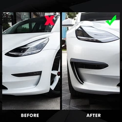 2021 New Car Front Blade Trim For Tesla Model 3 Accessories Carbon Fiber ABS Black Matte wind knife front fog lamp eyebrow