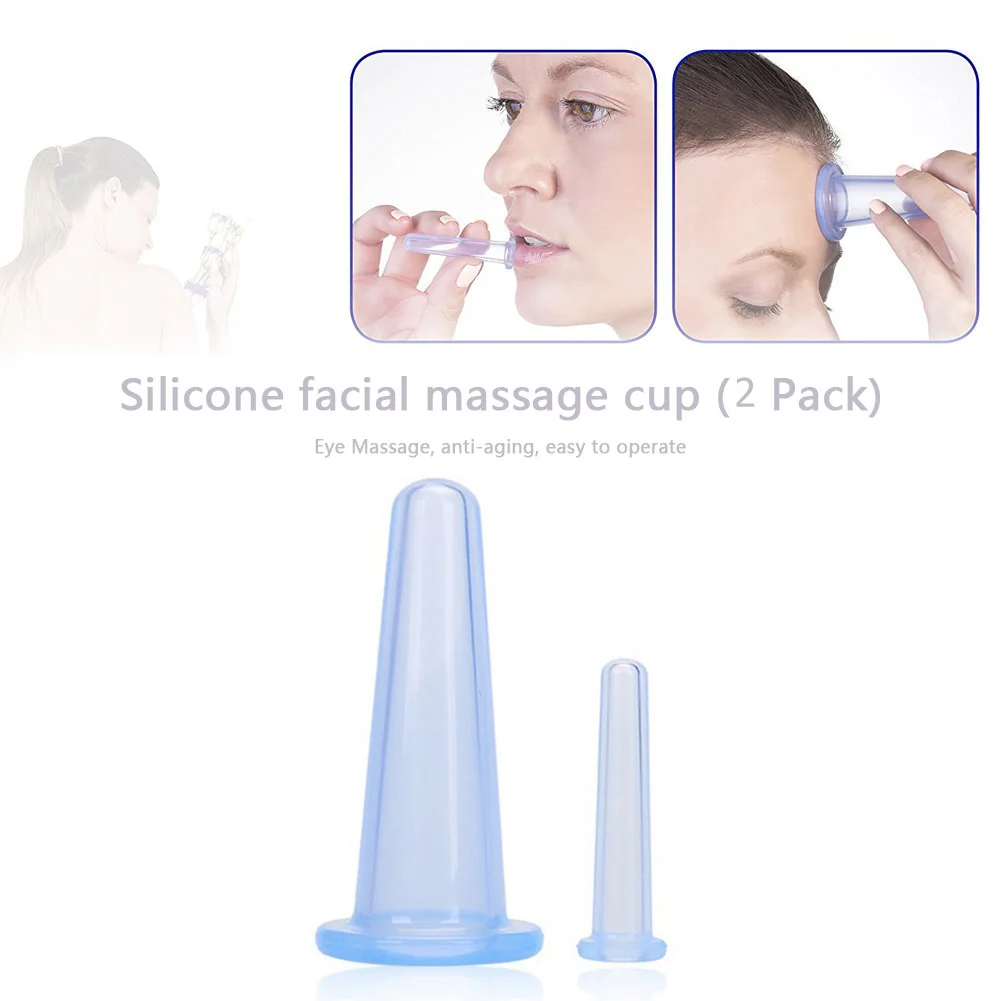 2PCS Silicone Cupping Suction Can Vacuum Face Leg Arm Relaxation Massage Cup Suction Can Vacuum Face Massage Cup