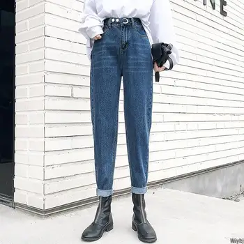 

New High Waist Jean Femme Casual Loose Retro Denim Pants Women's Black Mom Jeans Plus Size Pocket Women's Jeans