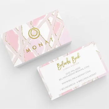 

Personalize Logo Blush & Gold Monat Business Card Design，Calling Card Hair Care Cards，Custom Text Social Media Card